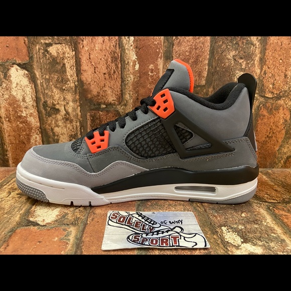 NEW Nike Air Jordan 4 Retro IV Red Infrared Grey 2022 Basketball Shoes - Picture 6 of 9